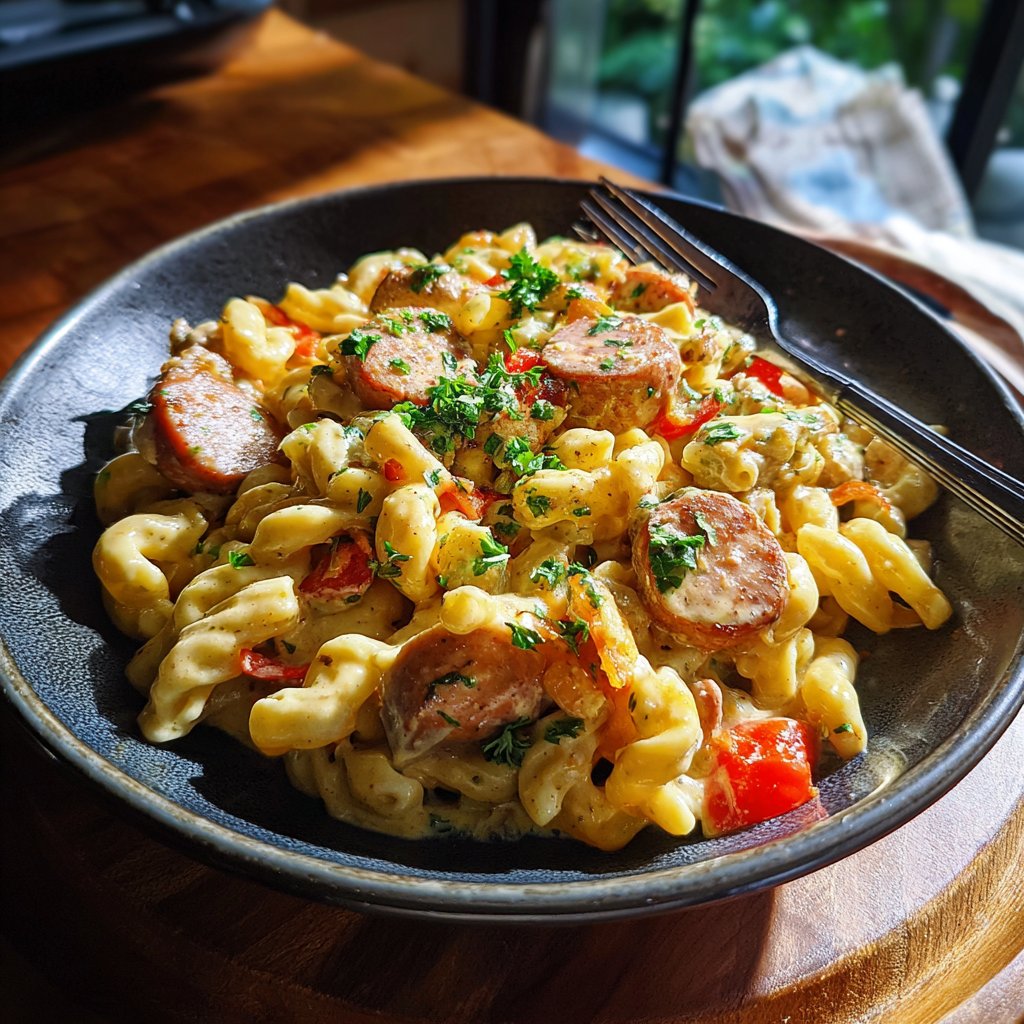 One Pot Creamy Cajun Sausage and Chicken Pasta