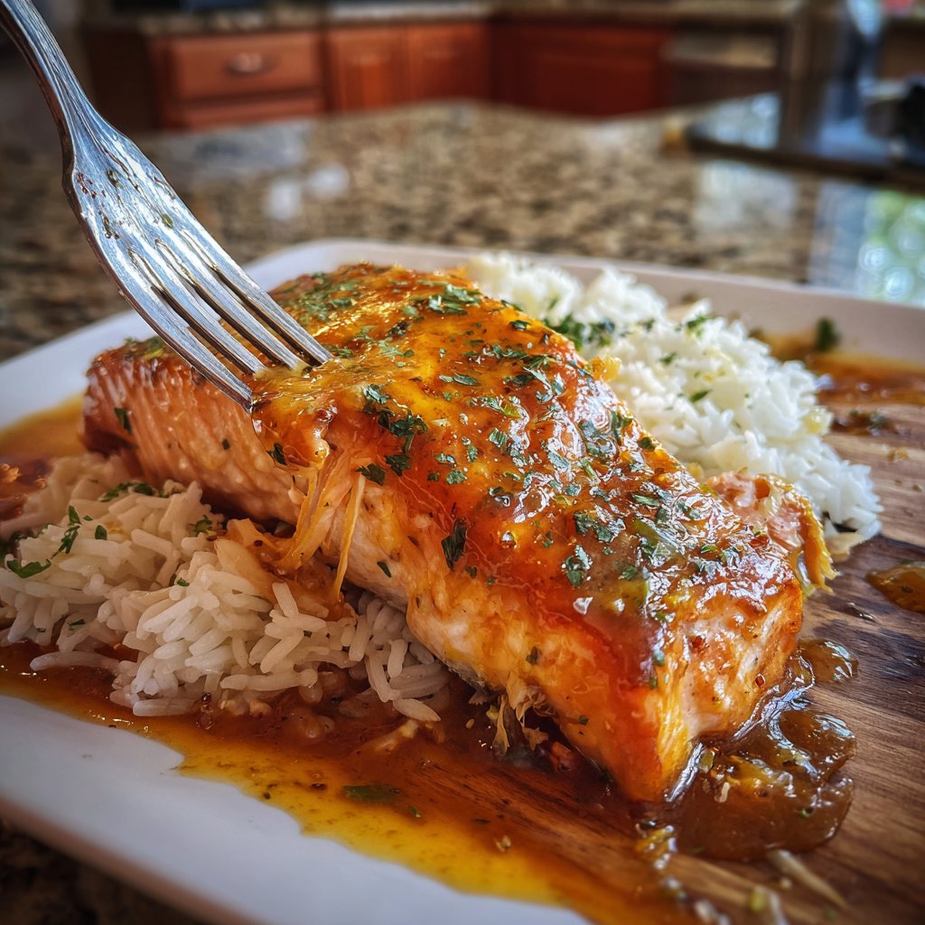 Garlic Butter Salmon with Rice